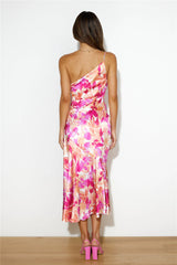 Aeris | Long asymmetrical dress with floral pattern