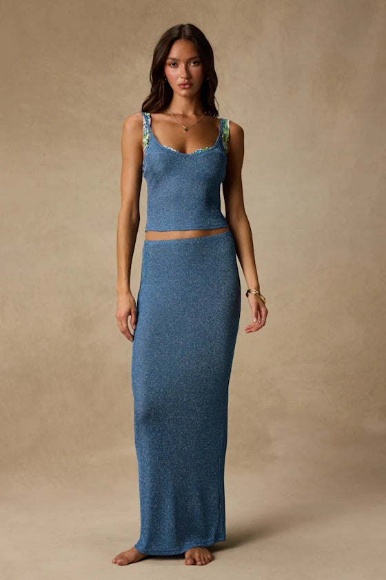Sea Glass Blue Lurex Cami Swim Cover-Up
