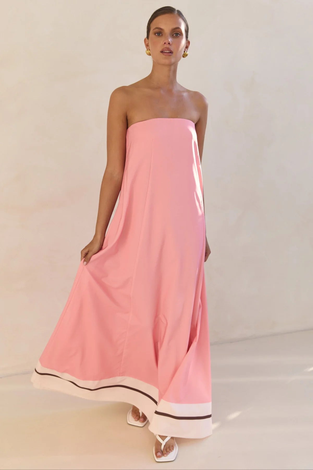 Smocked Printed Tube Maxi Dress