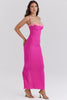 raspberry lace trimmed maxi dress