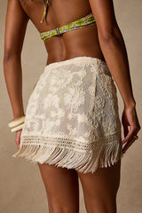 Cornella Cream Crochet Wrap Mini Swim Cover-Up
