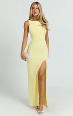Boat Neck Bodycon Dress in Lemon