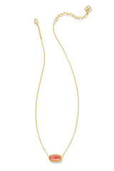 ELISA PENDANT NECKLACE GOLD CORAL PINK MOTHER OF PEARL ￼