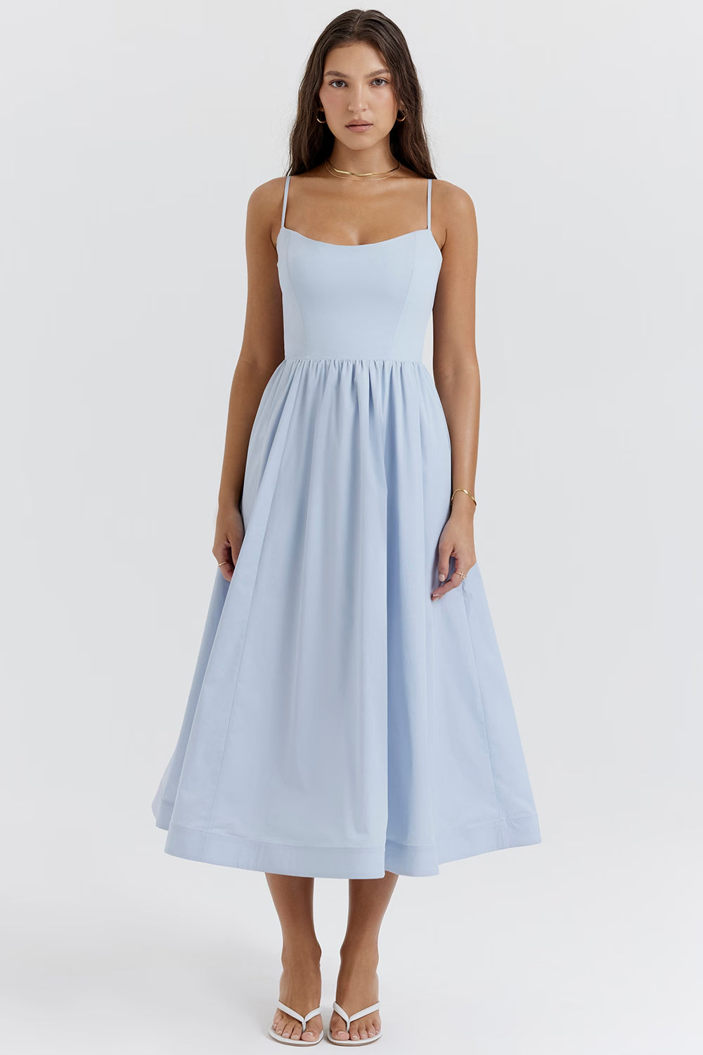 soft blue corset sundress