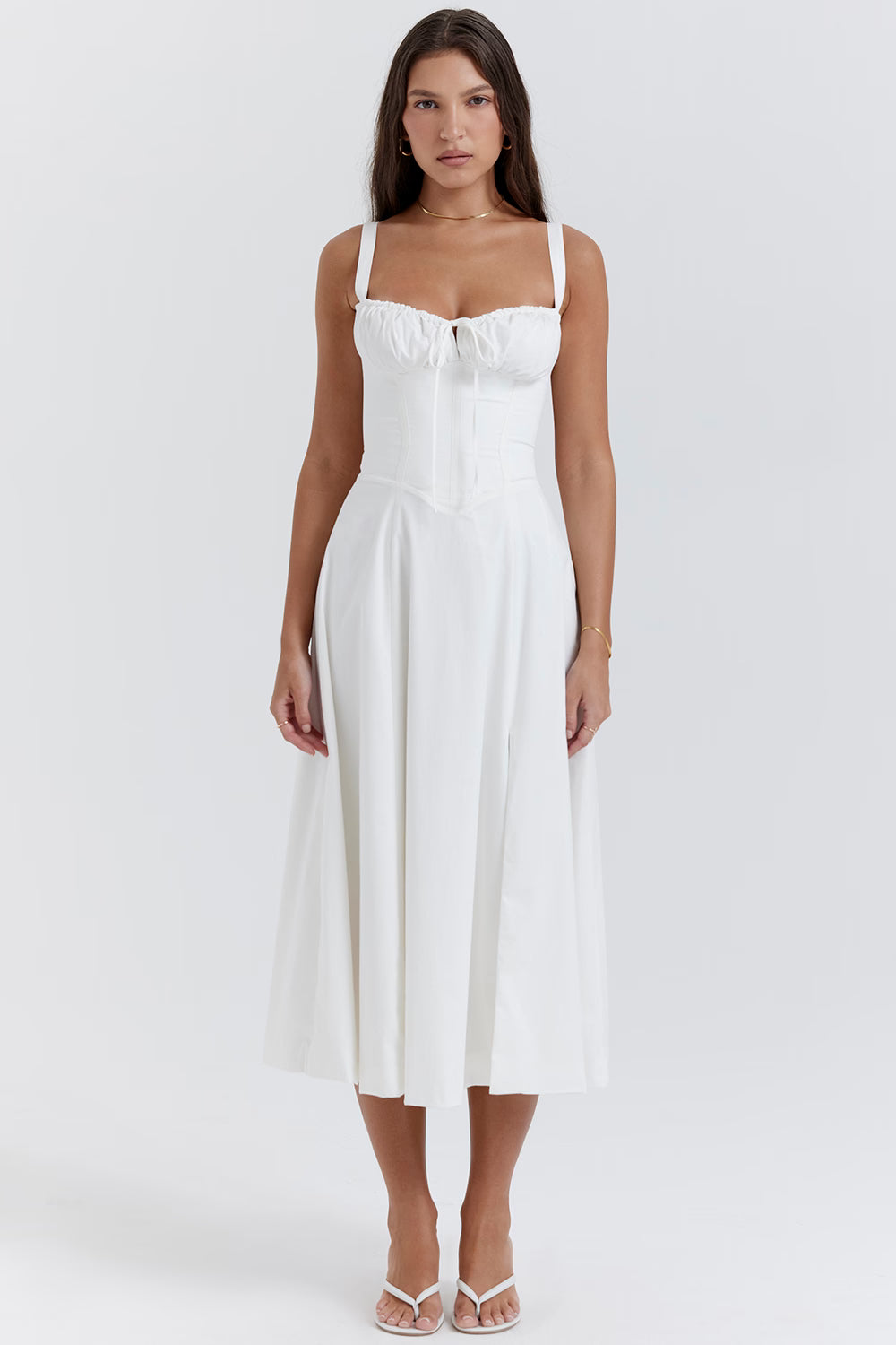 white bustier sundress
