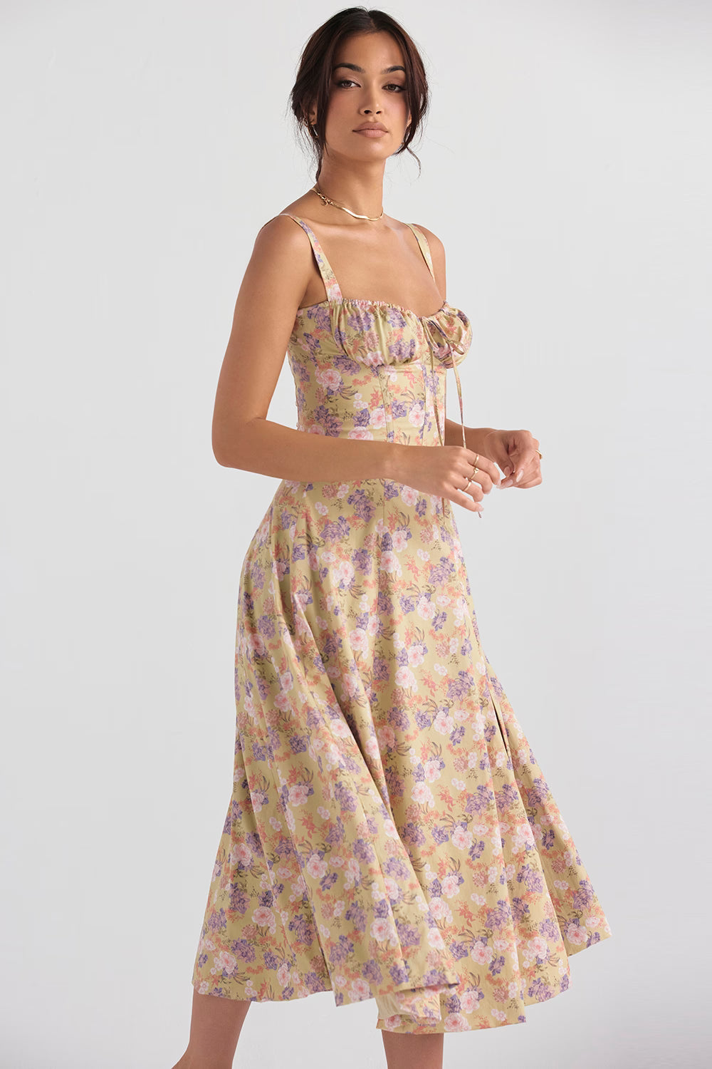 peony print bustier sundress