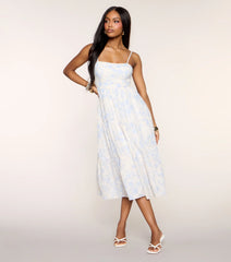 My Cute Side Tie-Back Floral Eyelet Midi Dress