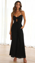 Black Front Bowtie Jumpsuit