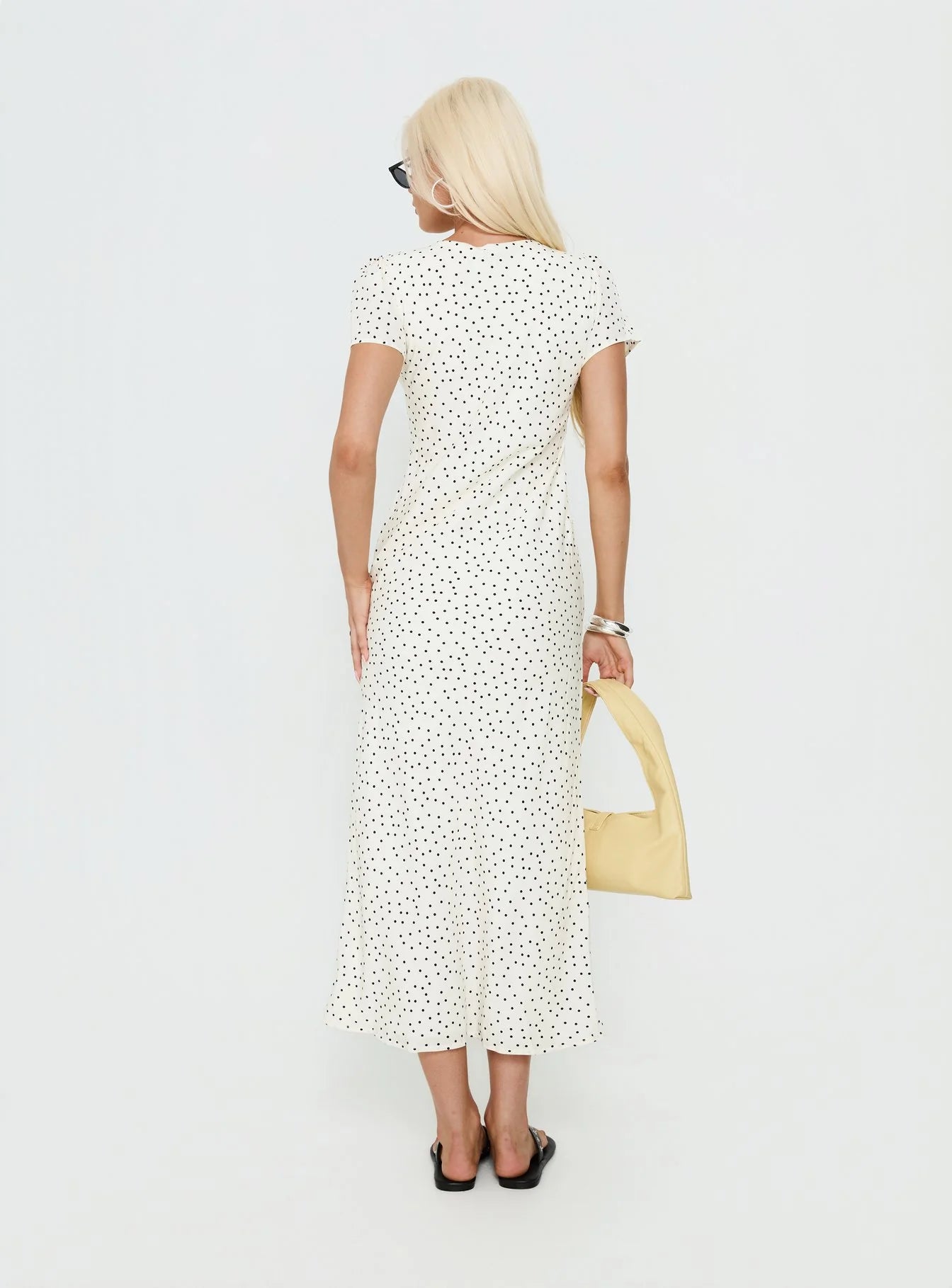 Mareiko V Neck Maxi Dress Cream Polka Dot