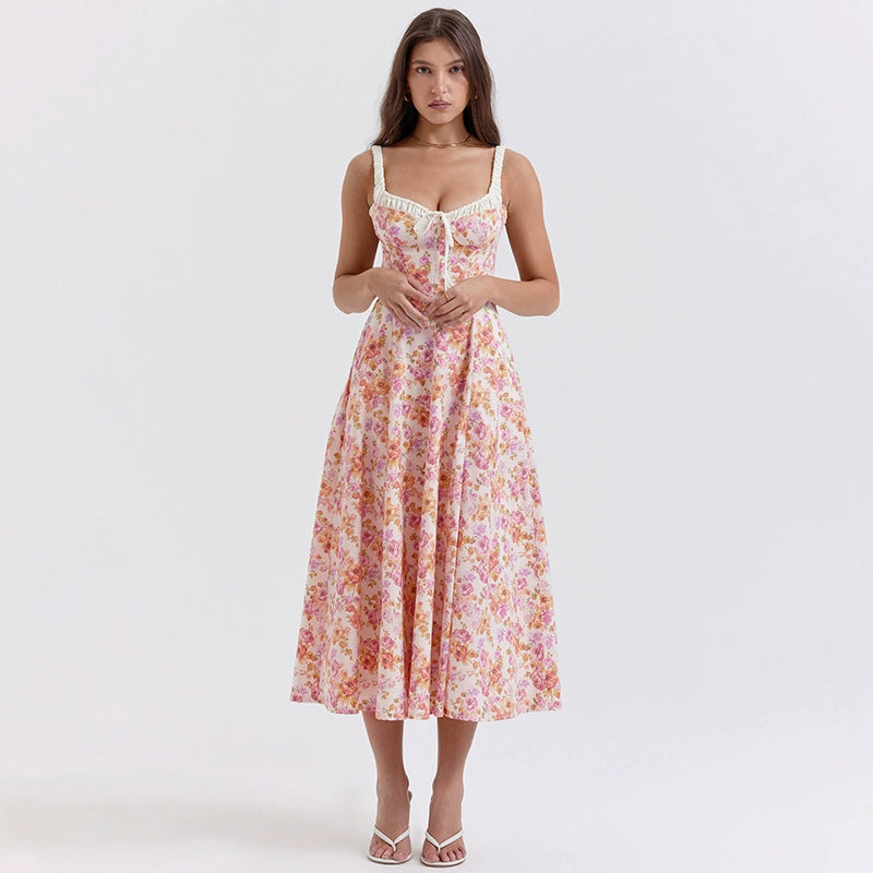 light jade print bustier sundress