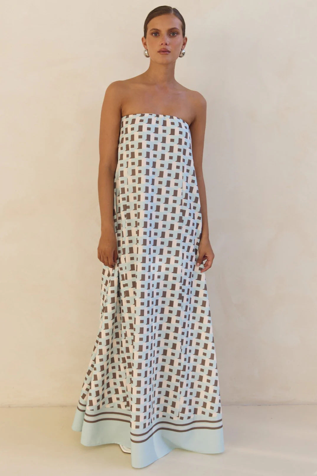 Smocked Printed Tube Maxi Dress
