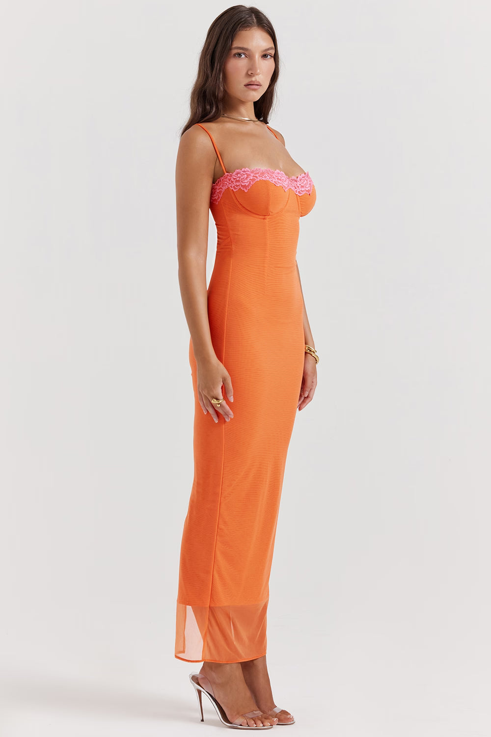 flame orange maxi dress