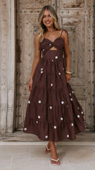 Kiana Midi Dress - Chocolate Polka