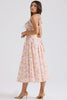 pink meadow print cotton halter midi sundress