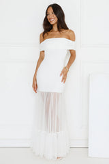 Moonbeam Reverie Off Shoulder Maxi Dress White