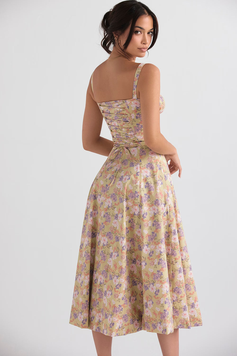 peony print bustier sundress