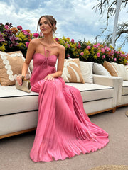 Pleated Tube Maxi Dress