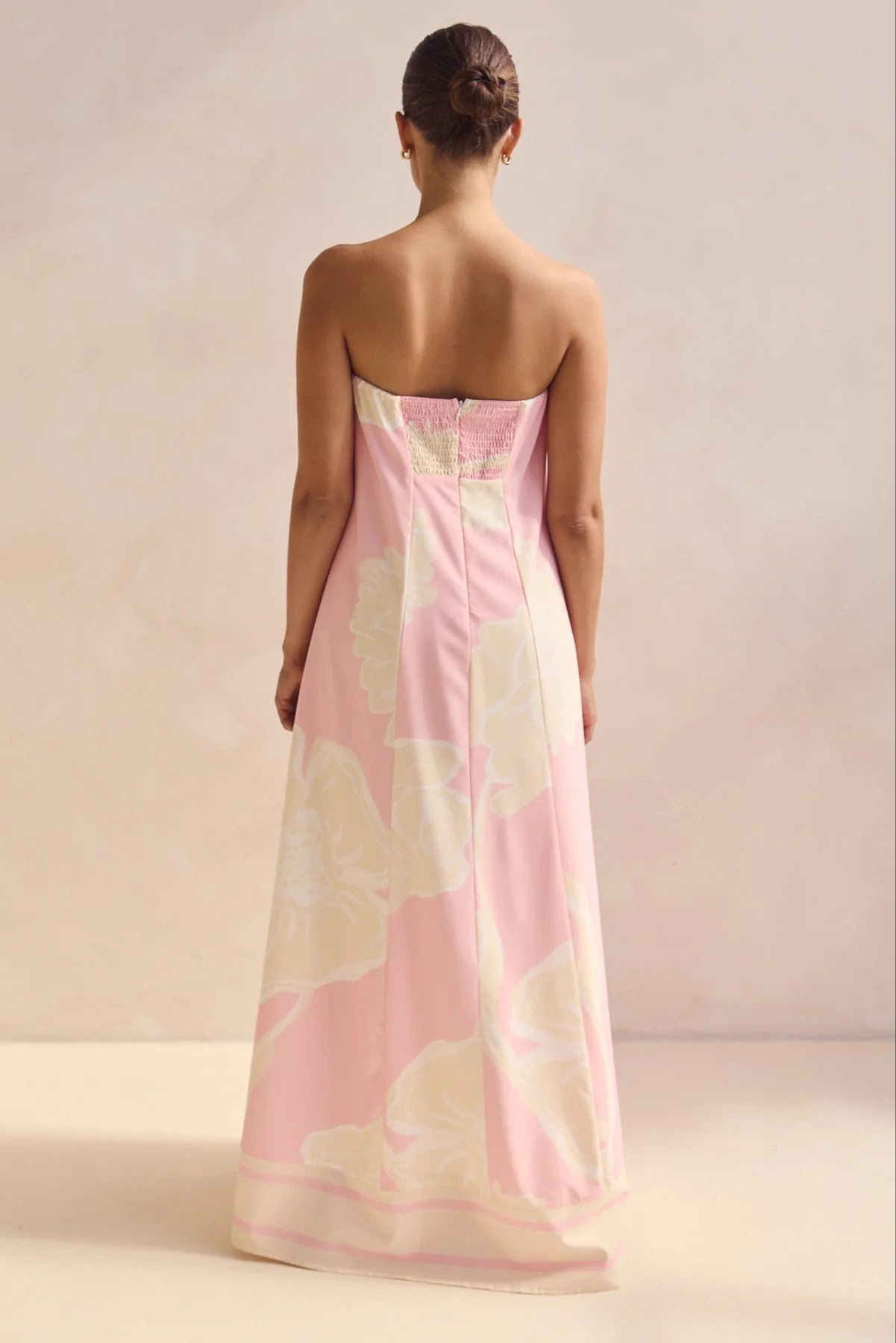 Smocked Printed Tube Maxi Dress