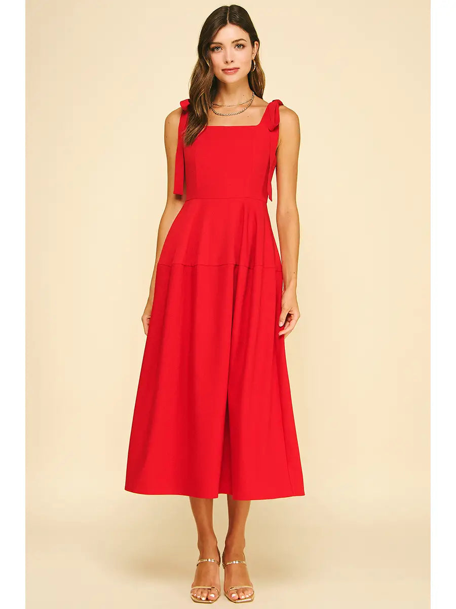Ribbon Detail Red Dress