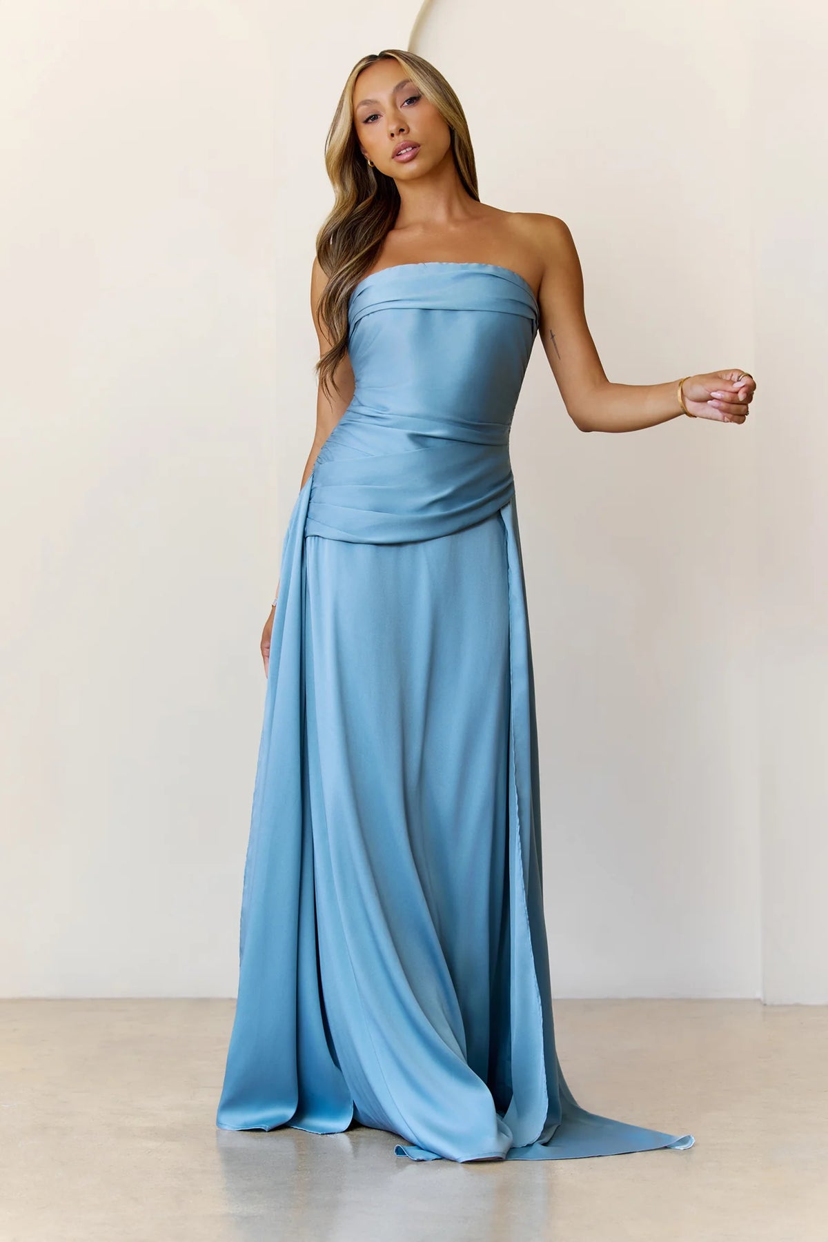 Sugar Cubes Strapless Maxi Dress Blue