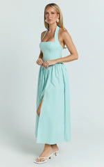 Halter Tie Neck Corset Panel Dress in Mint