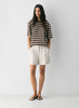 High-rise, mid-thigh Japanese crepe shorts