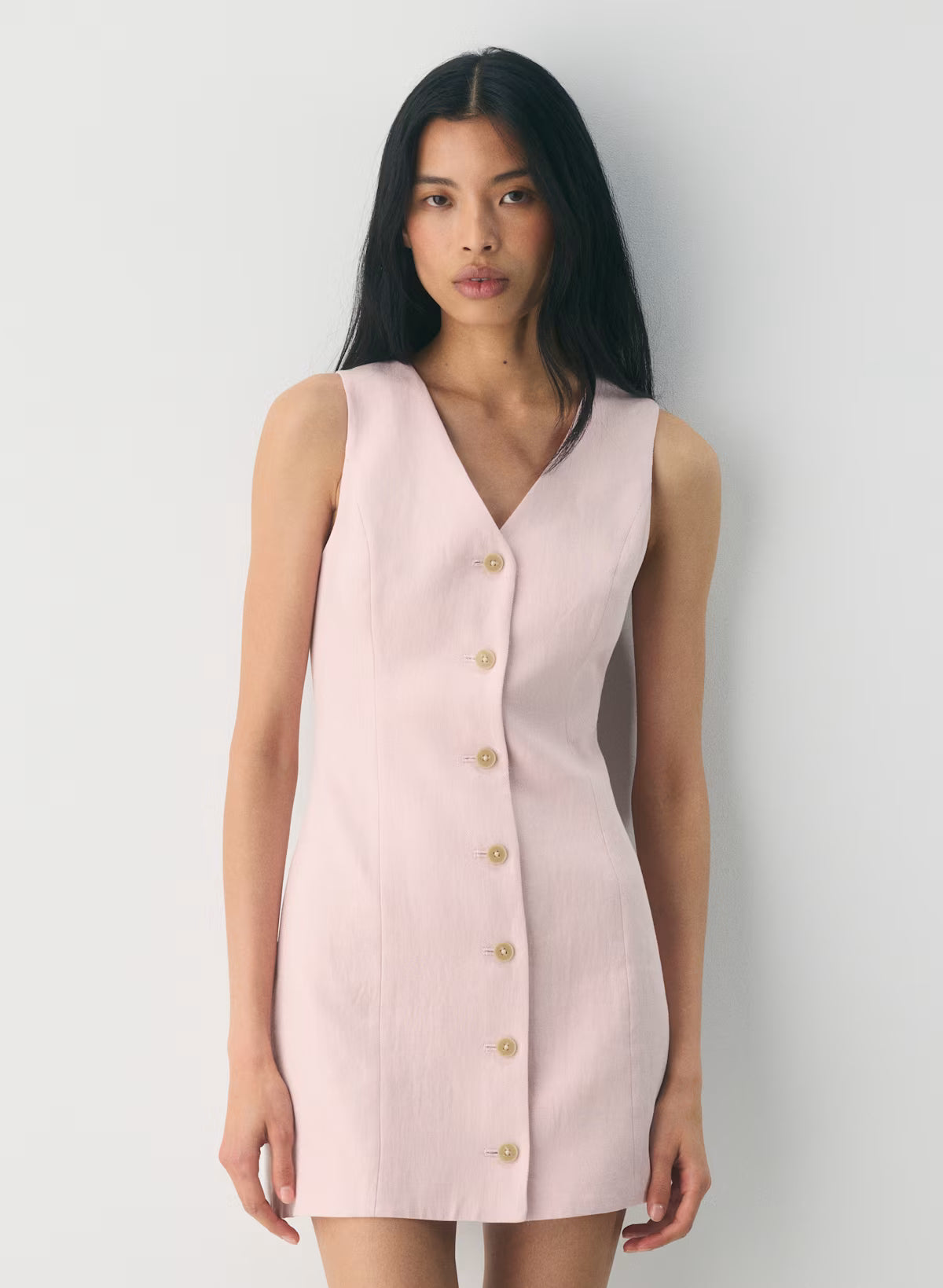 Button-up linen mini dress