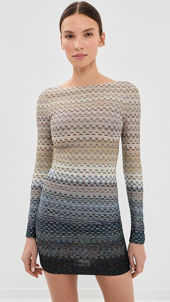 Long Sleeved Dress with Boat Neck