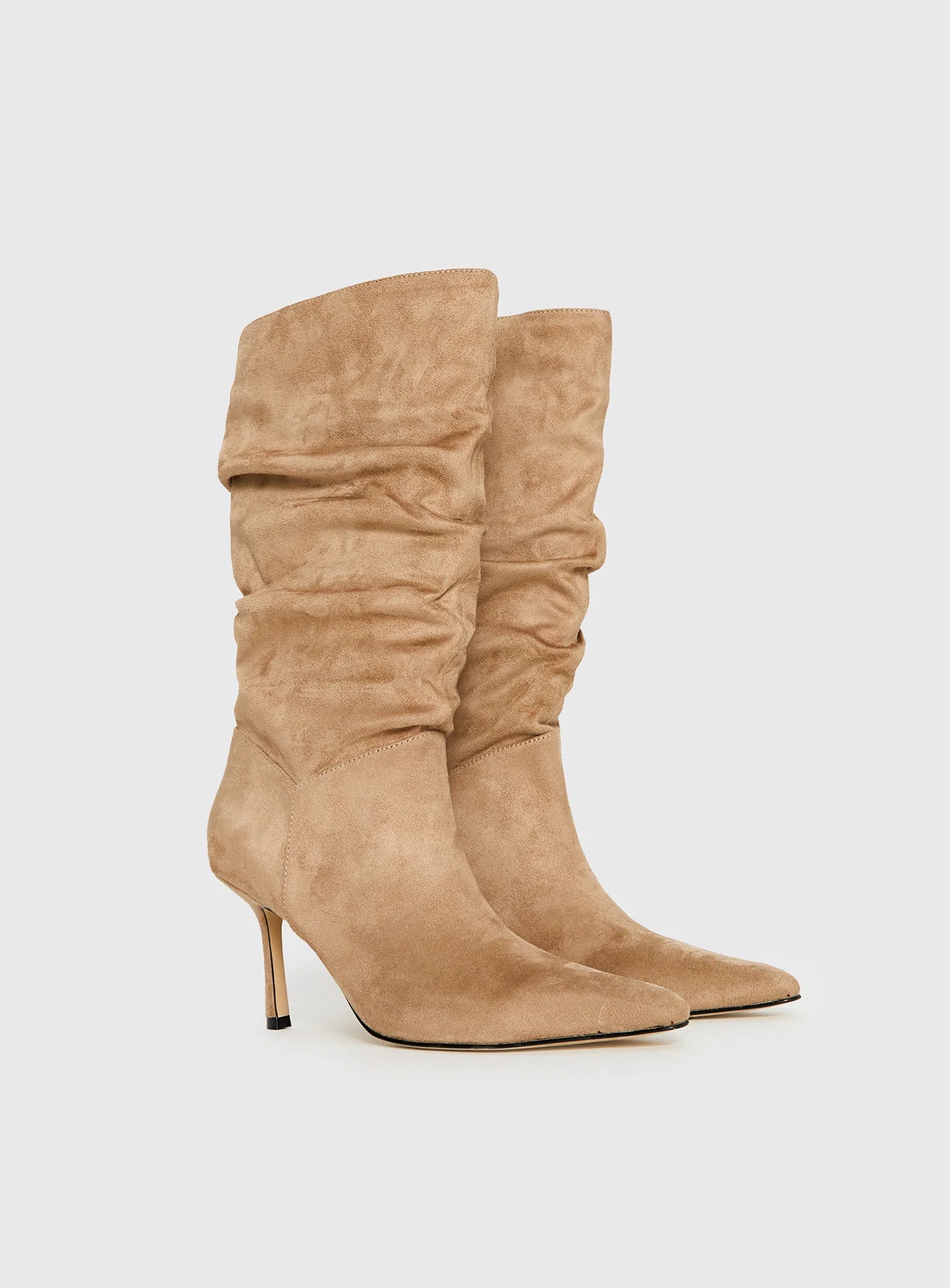 Such A Charmer Faux Suede Scrunch Boot Tan