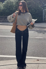 Bloom Long Sleeve Top Beige Stripe