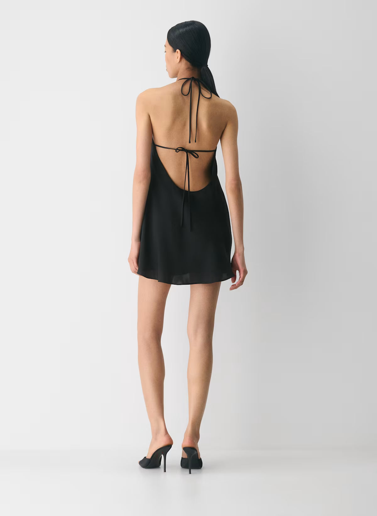 Double satin halterneck mini dress