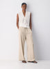 Japanese double satin relaxed wide-leg pull-on pants