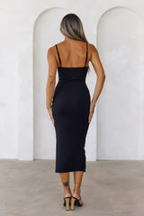 BASE The Smoothing Thin Strap Ribbed Midi Dress Black