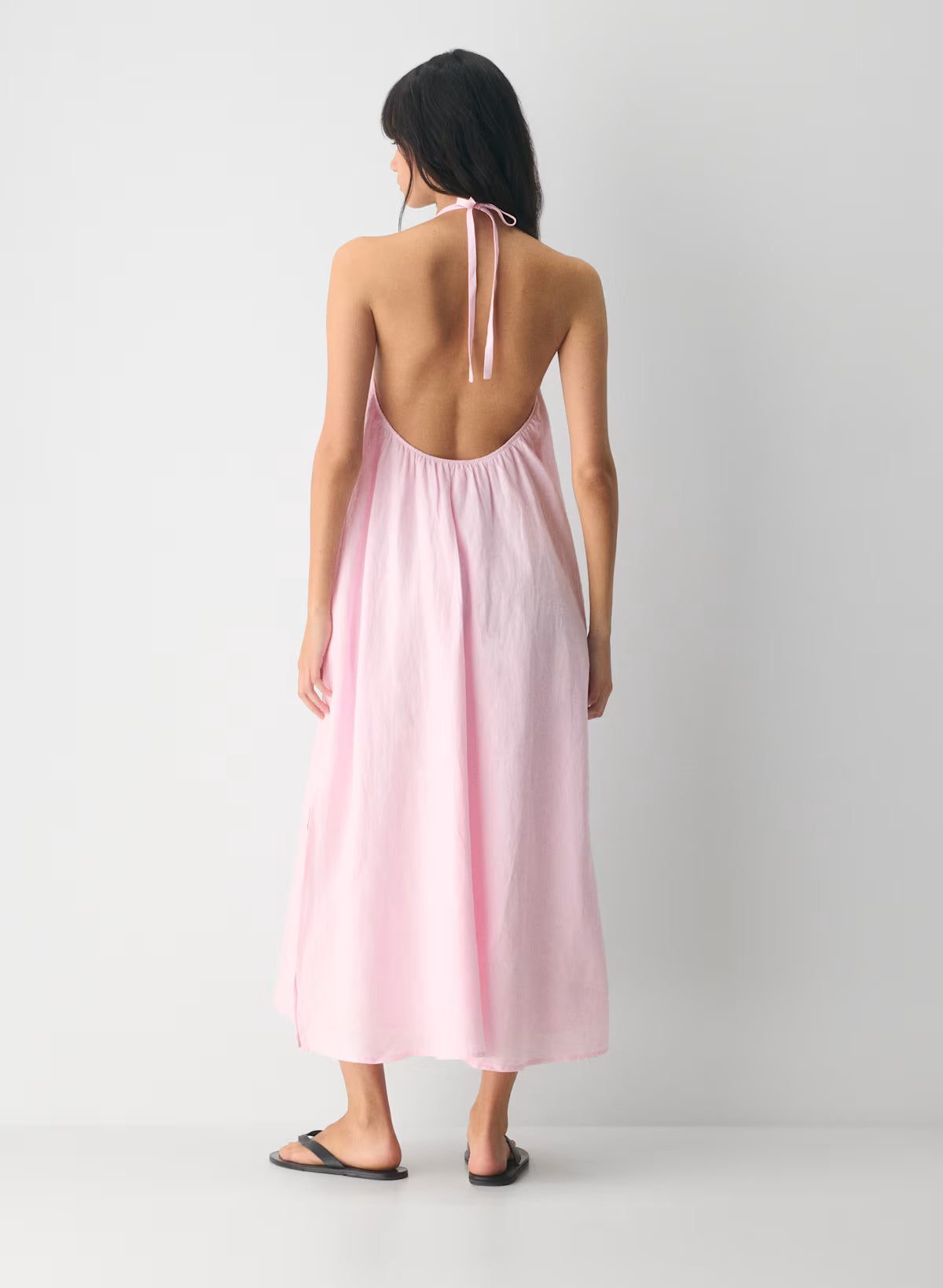 Linen halterneck maxi dress