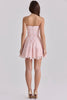 pink strapless cut out broderie anglaise mini dress