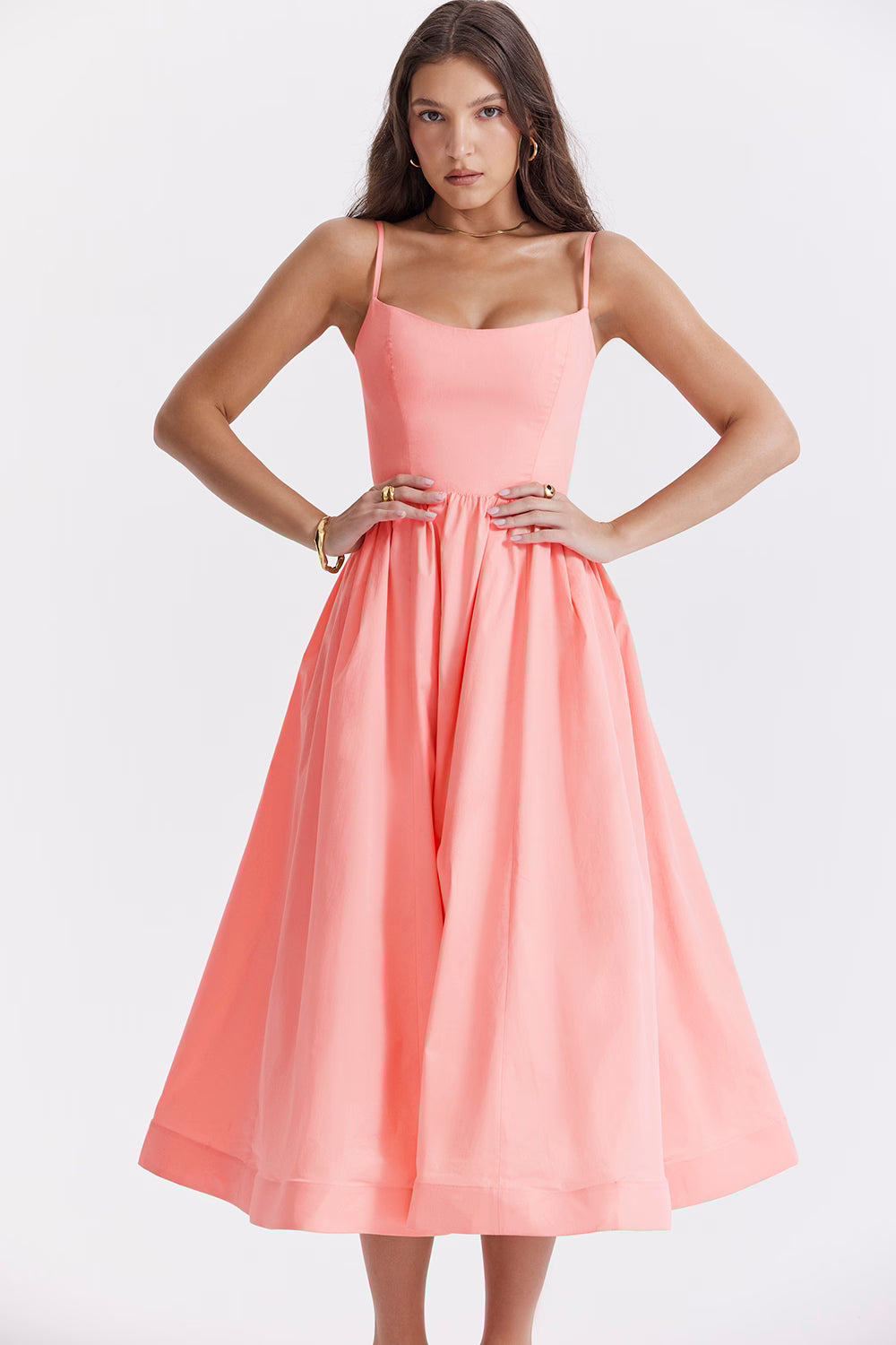 apricot corset sundress