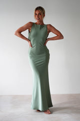Alanna Soft Matte Satin Maxi Dress | Olive