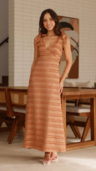 Textured V-Neck Tie Shoulder Dress