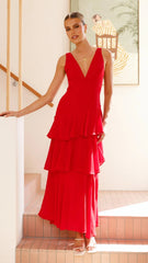 Sleeveless Ruffled Layered Backless Maxi Dress