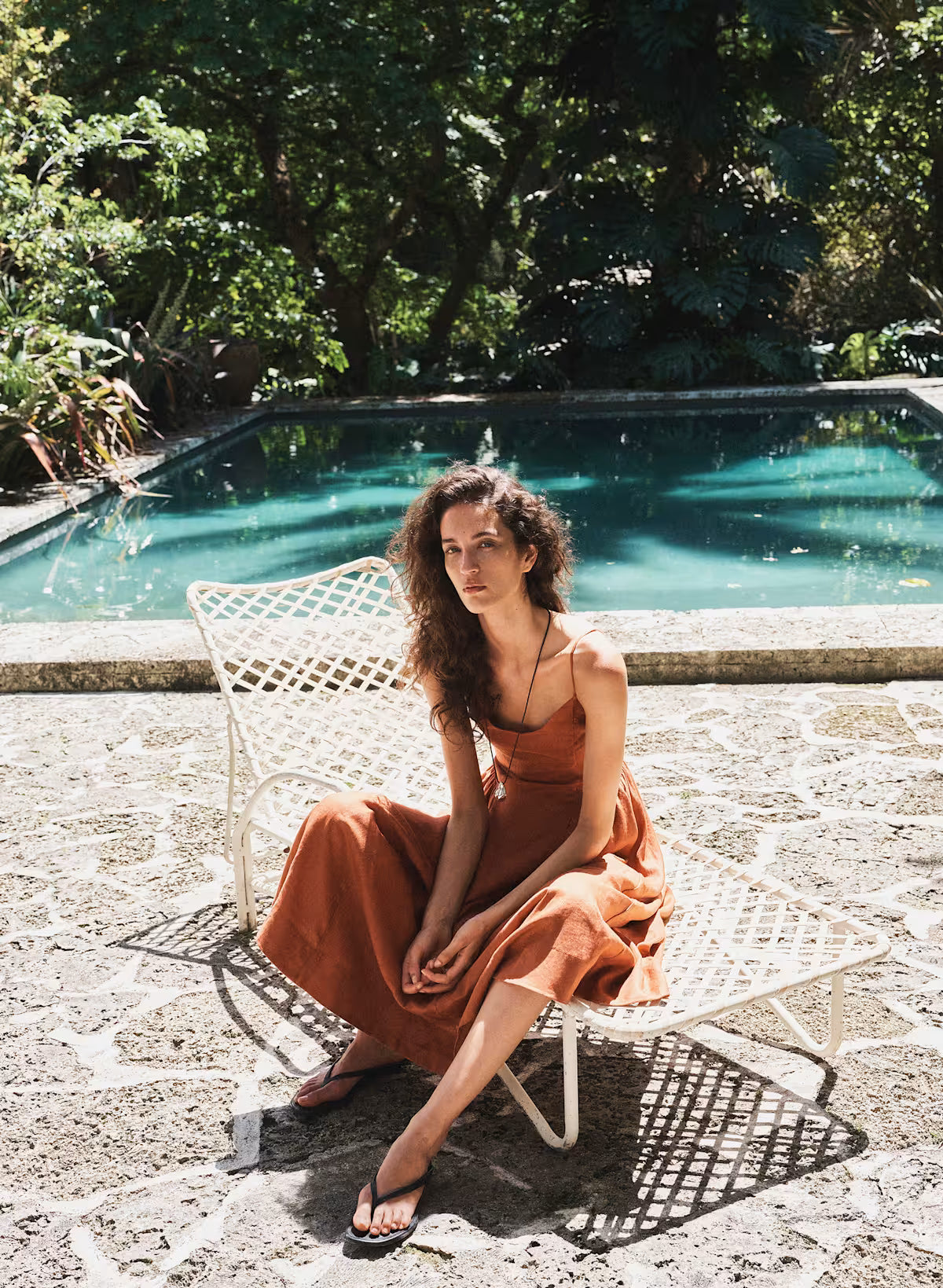 V-neck linen maxi dress