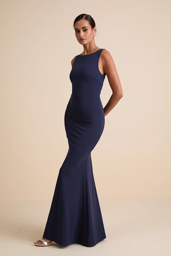 Love In Your Eyes Black Knotted Mermaid Maxi Dress