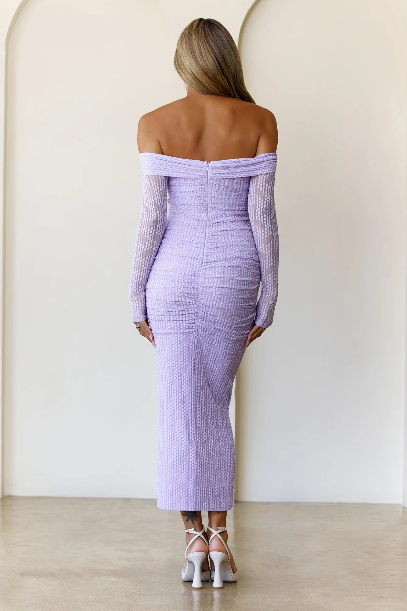 Raegan Mesh Midi Dress Lilac