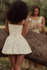 lemon floral print cotton corset mini dress