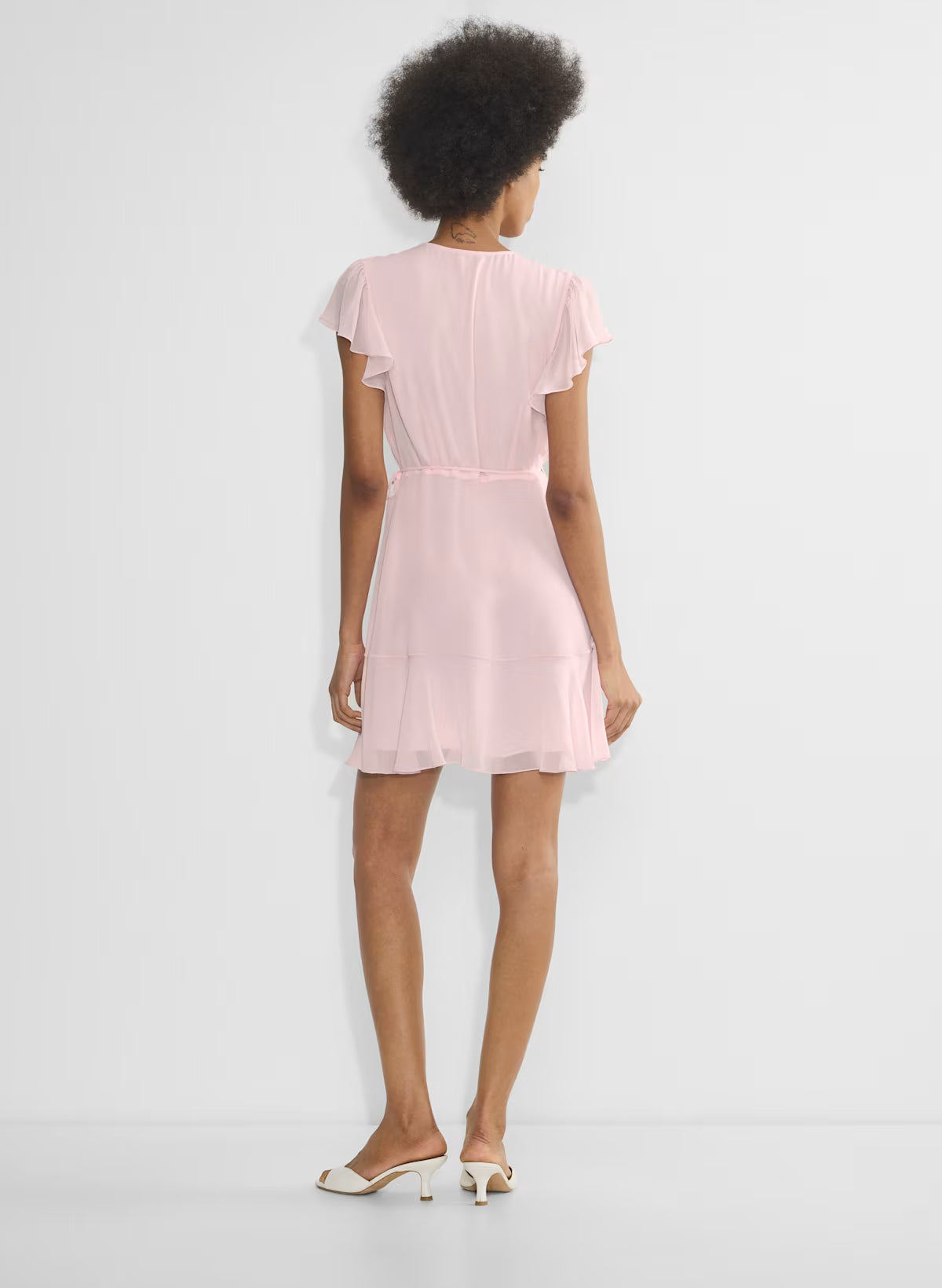 Chiffon ruffle wrap dress