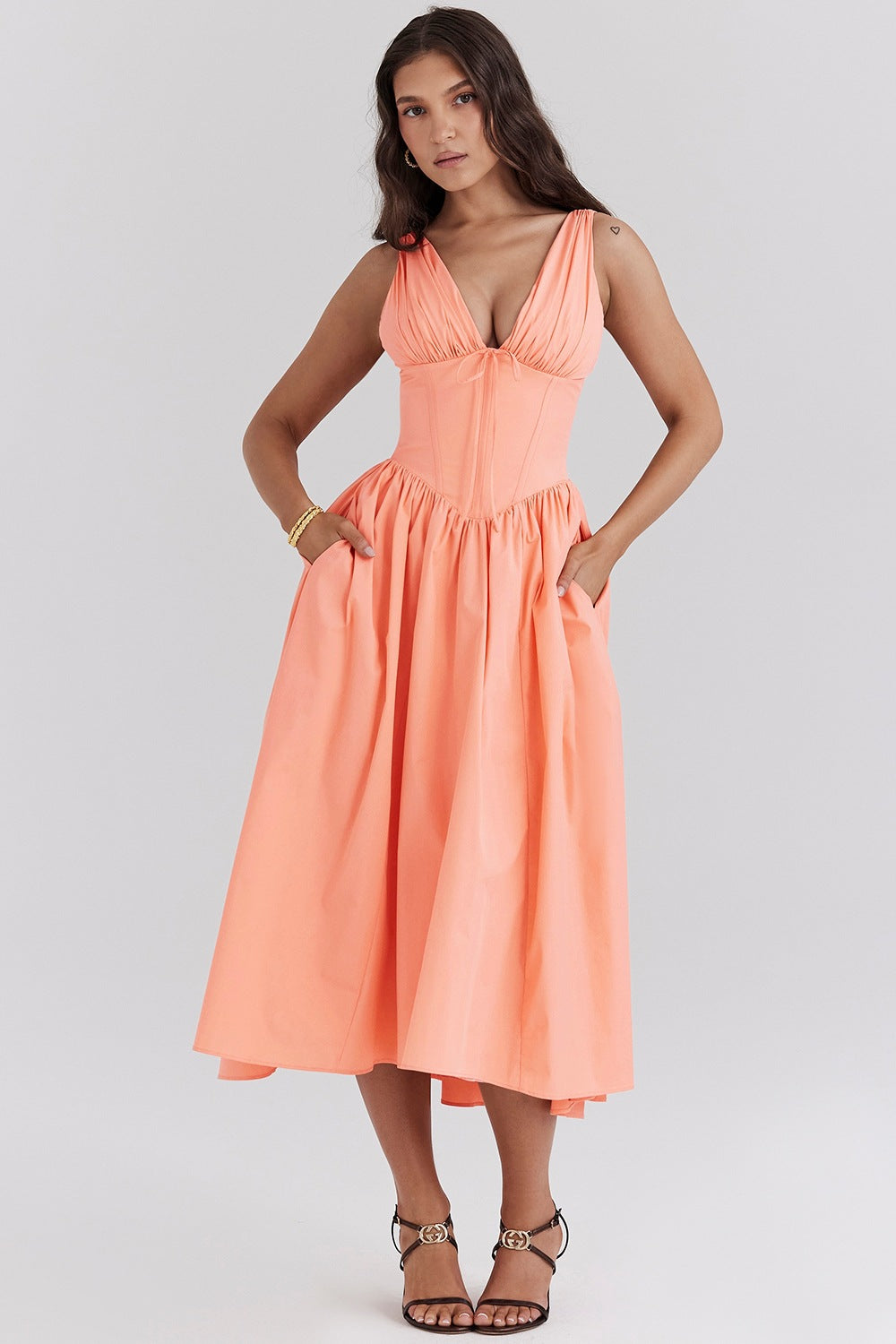 Orange cotton corset sundress