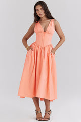Orange cotton corset sundress