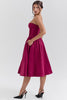 burgundy satin tulle midi dress - sale