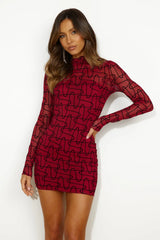 Clubbing Vibe Mesh Mini Dress Maroon