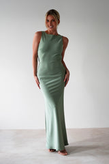 Alanna Soft Matte Satin Maxi Dress | Olive