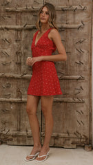 Gabriella Mini Dress - Red Floral
